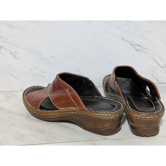 Josef Seibel Women's Solid Brown Peep Toe Slip-On Leather Sandals Size 38 - Picture 5 of 8